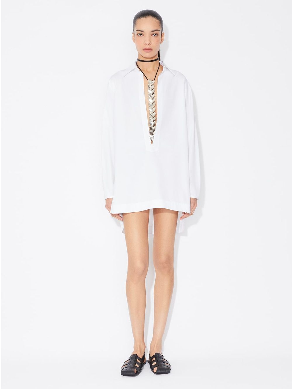 ALAIA Cotton Poplin Tunic Shirt Dress