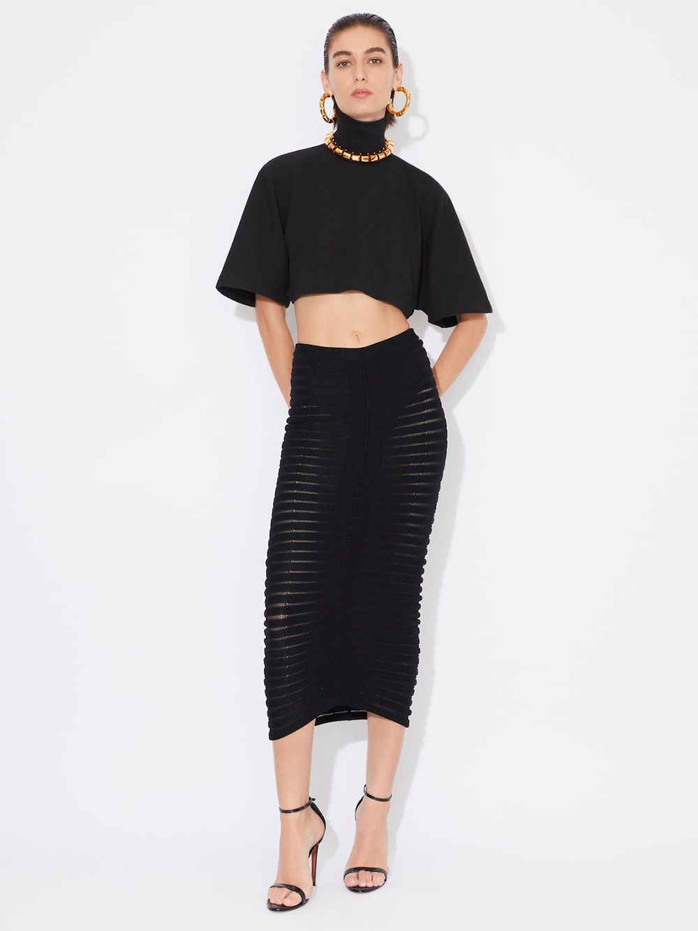 ALAIA Stretch Knit Midi Skirt for Women