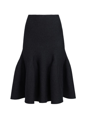 ALAIA Knit Midi Skirt with Sculptured Godets