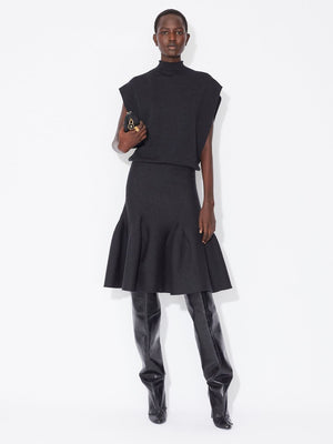 ALAIA Knit Midi Skirt with Sculptured Godets