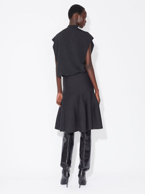 ALAIA Knit Midi Skirt with Sculptured Godets