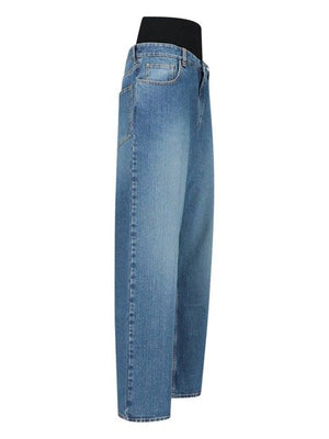 ALAIA Denim Jean Pants with Black Elastic Band for Women