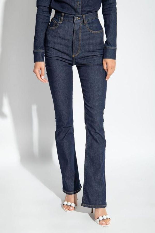 ALAIA Flared Jeans with Button Detail for Women - Spring/Summer 2024