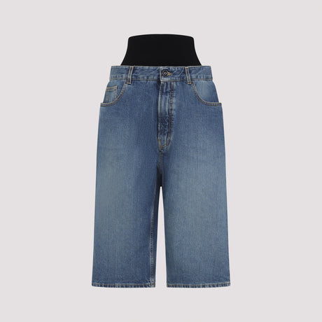 ALAIA Denim Shorts with Knit Waistband