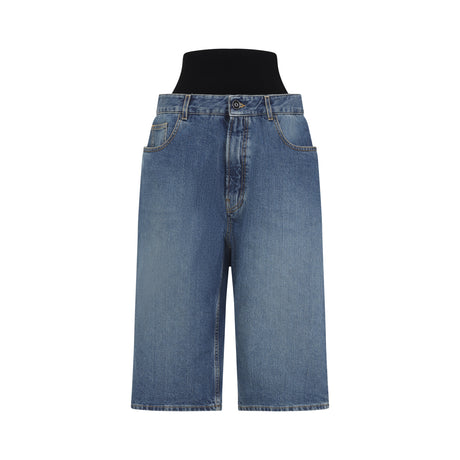 ALAIA Denim Shorts with Knit Waistband