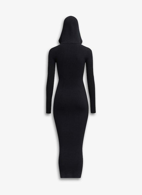 ALAIA Ribbed Knit Mini Dress with Hood