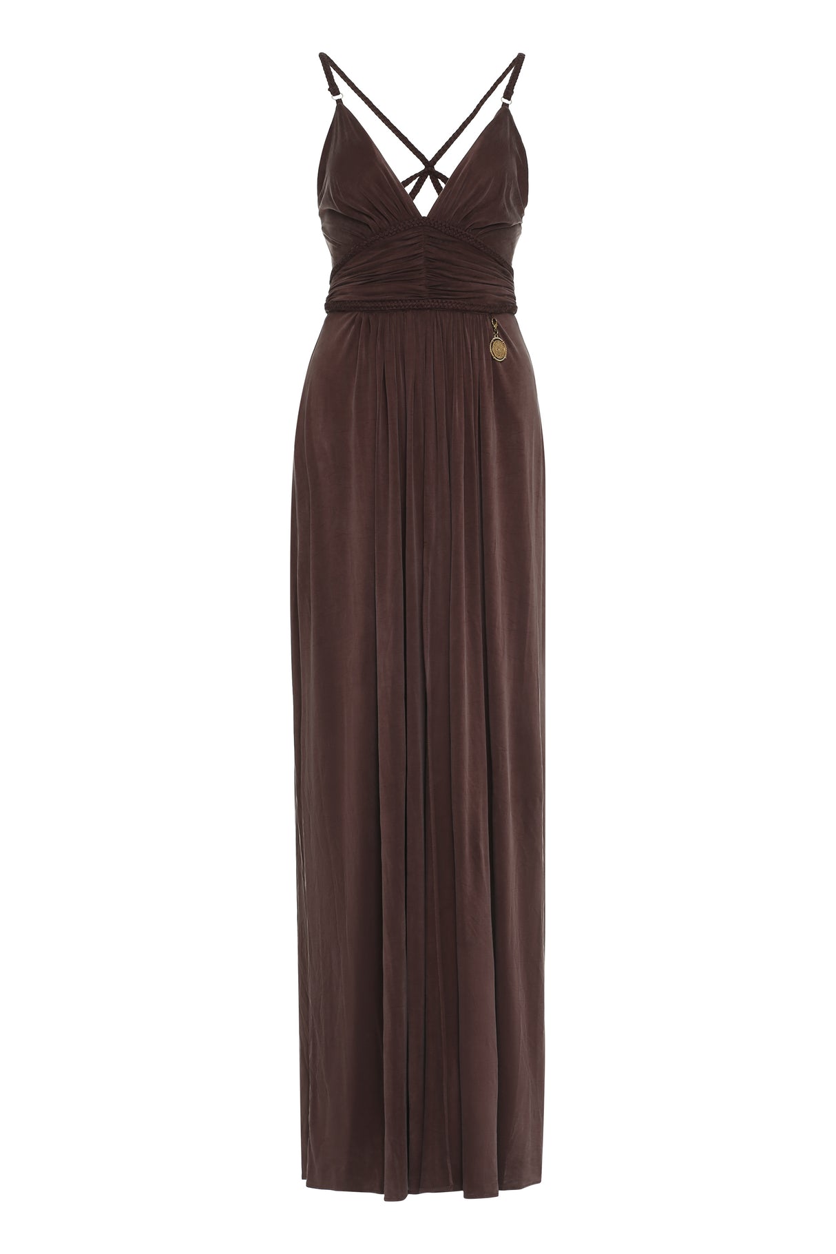 ELISABETTA FRANCHI Thin Strap Long Dress with Slit