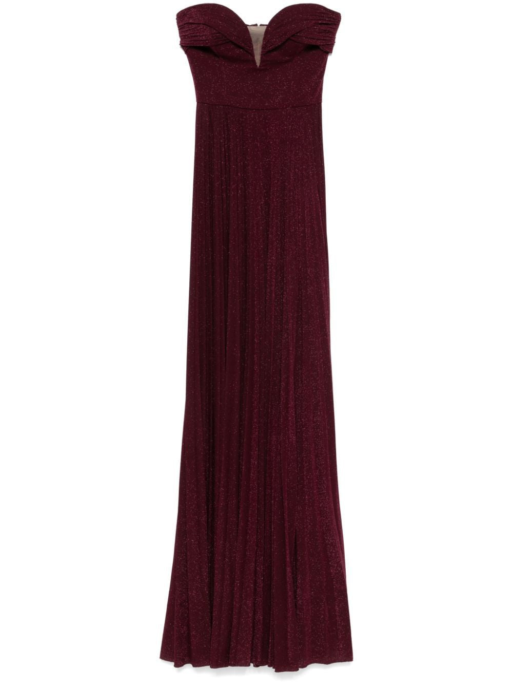 ELISABETTA FRANCHI Chic Burgundy Dress with Pleated Skirt and Belt