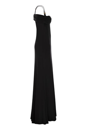 ELISABETTA FRANCHI Red Carpet Crepe T-Shirt Dress with Corset - Mini