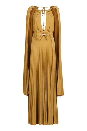 ELISABETTA FRANCHI Cape-Style Mini Dress with Bow and Keyhole Detail