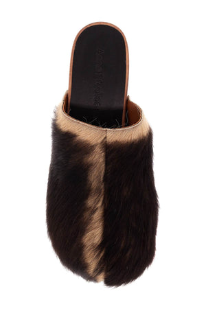 ACNE STUDIOS Two-Tone Pony Hair Wooden Clogs