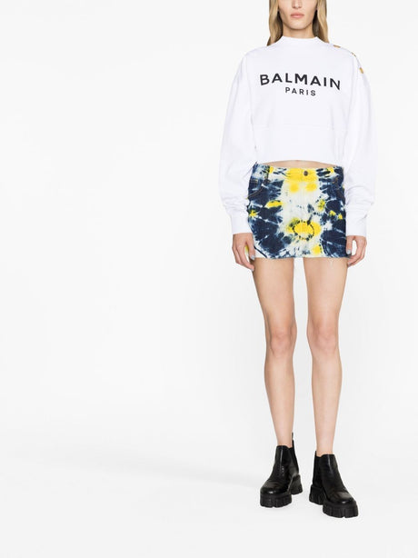 BALMAIN Cropped Logo-Print Sweatshirt