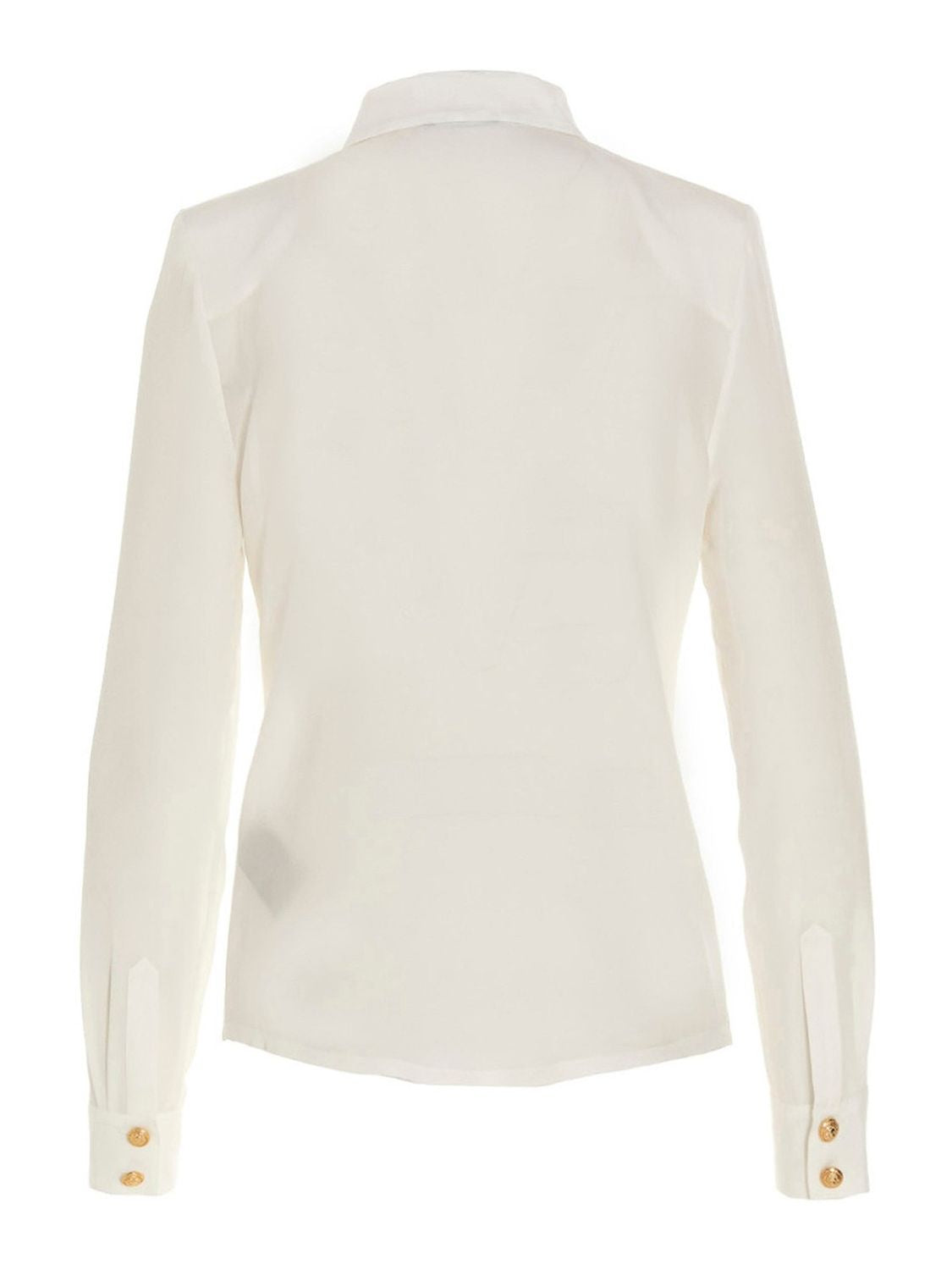 BALMAIN Blanc Buttoned Crepe of Chine Shirt for Women - FW23 Collection