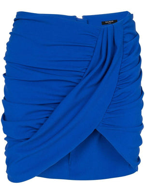 BALMAIN Electric Blue Draped Skirt for Women