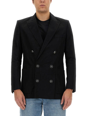 BALMAIN Men's Double-Breasted Jacket with Peaked Lapels