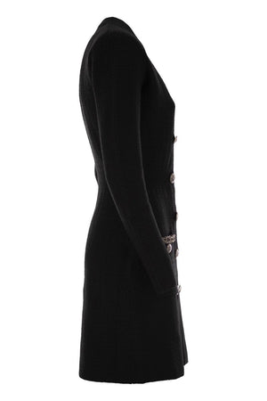 ELISABETTA FRANCHI Chic Double-Breasted Bouclé Wool Robe Coat