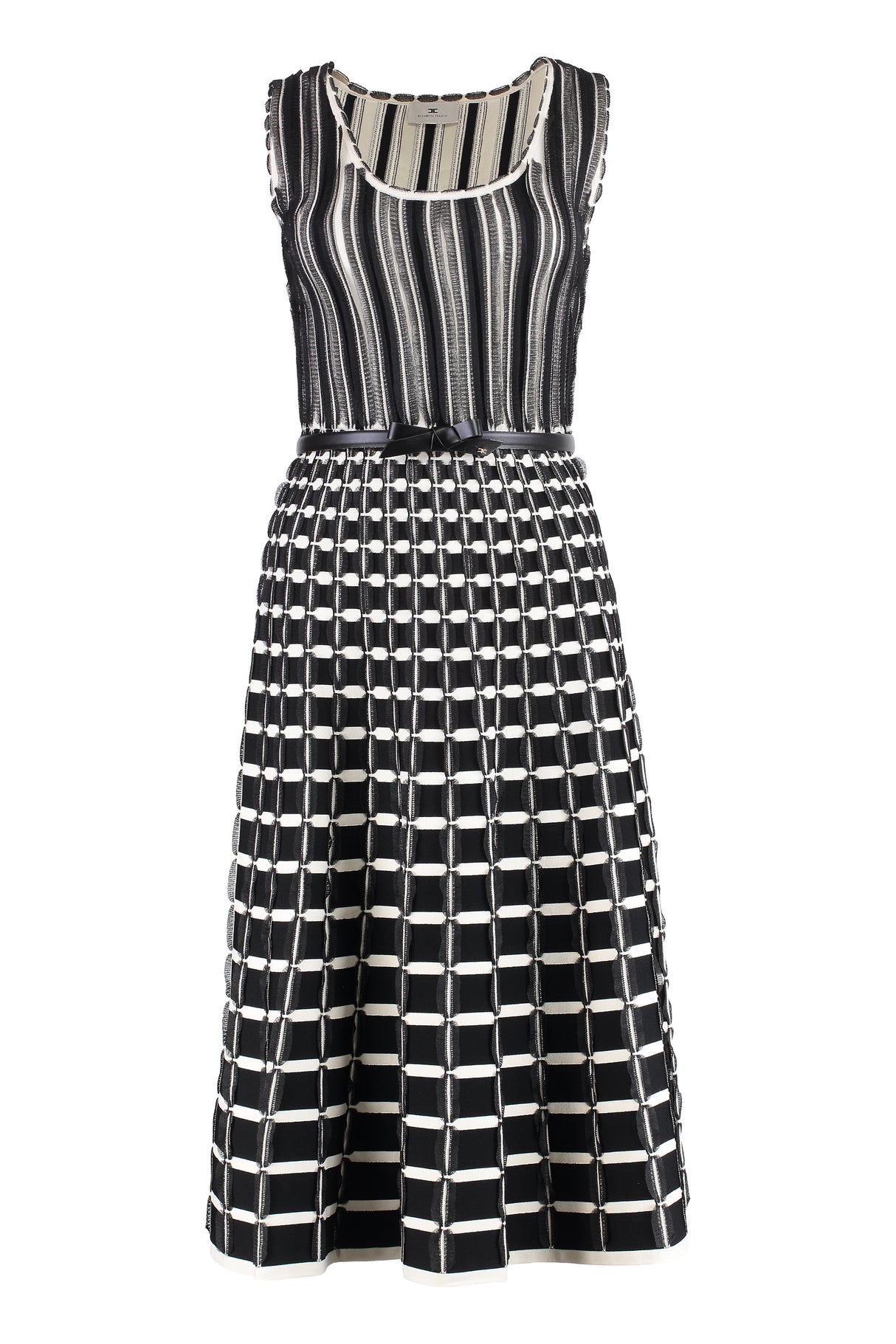 ELISABETTA FRANCHI Belted Knit Dress with Coordinated Waist Belt