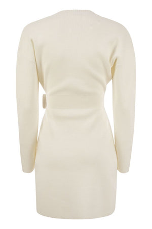 ELISABETTA FRANCHI Viscose Manteau Dress with Maxi Buckle