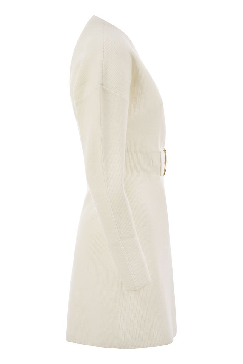 ELISABETTA FRANCHI Viscose Manteau Dress with Maxi Buckle