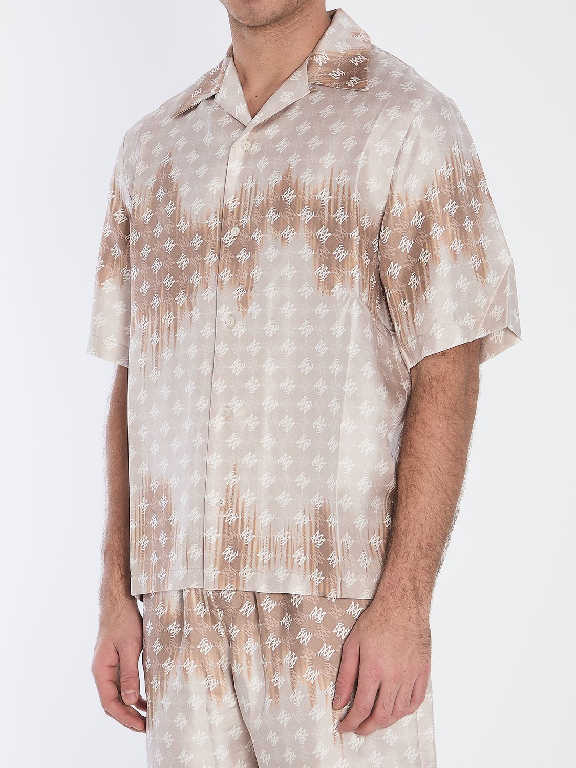 AMIRI Men's Silk Monogram Button-Up Short Sleeve Shirt (Size L)