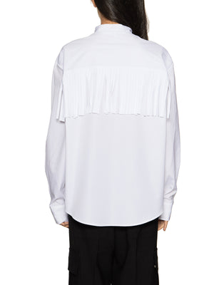 PALM ANGELS Fringe Detail Cotton Shirt with Embroidered Logo - Size 40