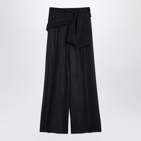 MAX MARA Women's Wide Leg Wool Trousers with Knotted Sash