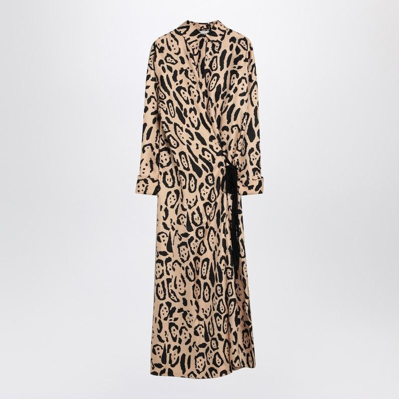 MAX MARA SPORTMAX Animal Print Silk Dress with Criss-Cross Design for Women