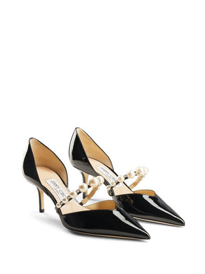 JIMMY CHOO Patent Leather Pumps with Faux-Pearl Embellishment - 65mm Stiletto Heel