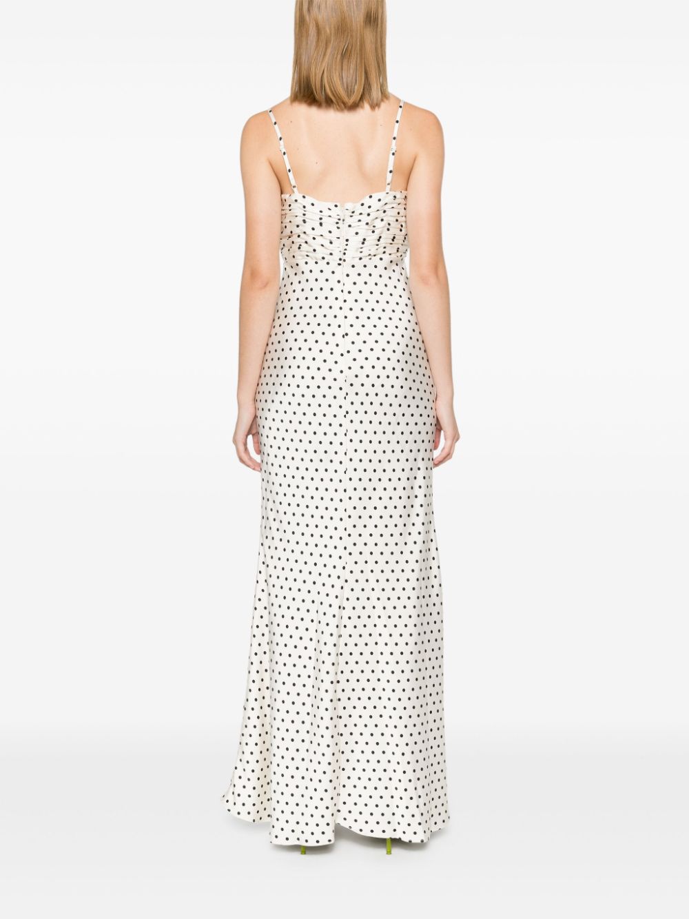 SELF-PORTRAIT Long White Polka Dot Straps Dress