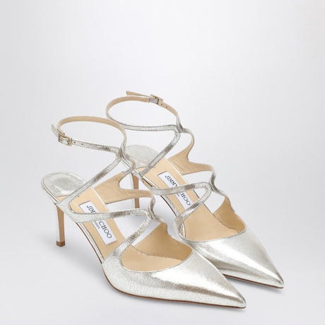 JIMMY CHOO Champagne Sparkle 75 Pumps with Strappy Design