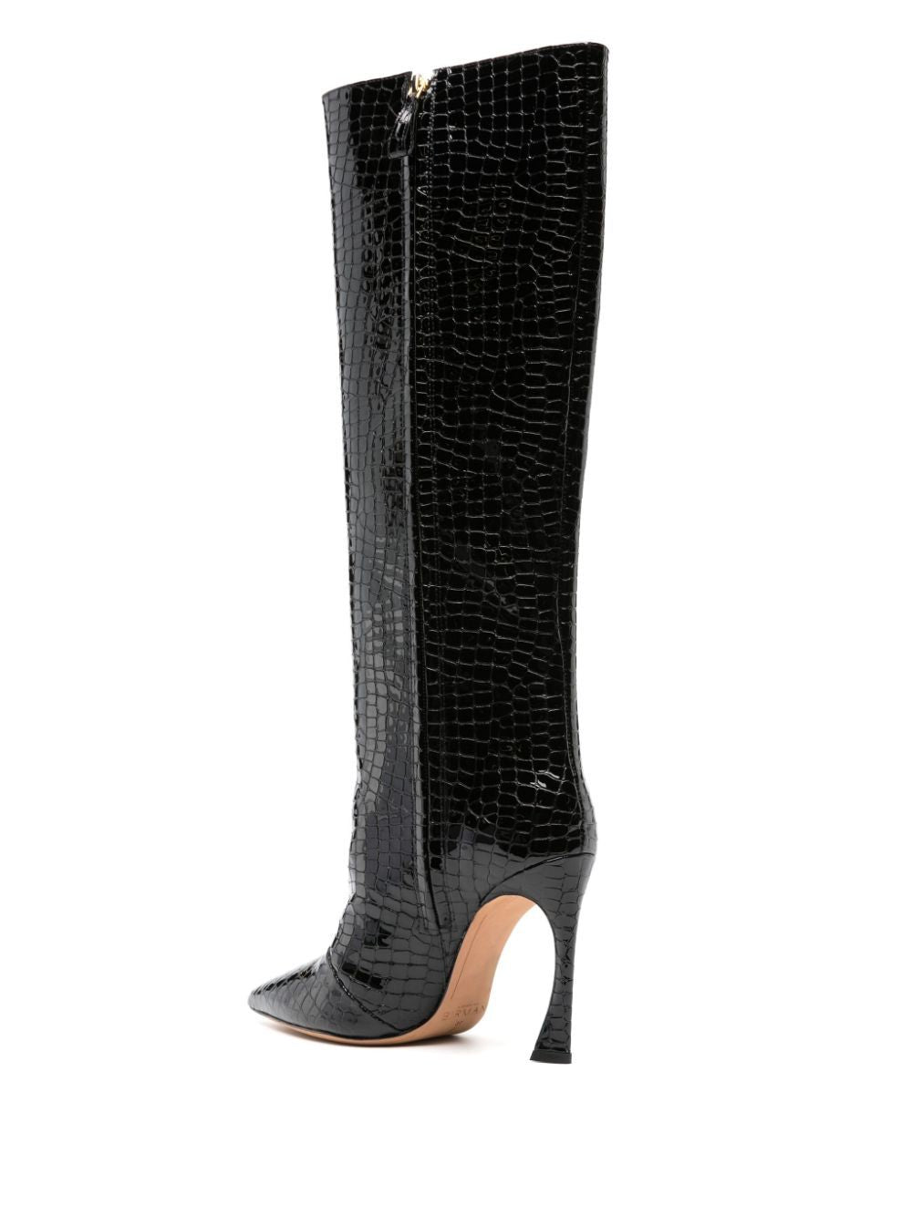 ALEXANDRE BIRMAN Chic Crocco Patent Leather Boots