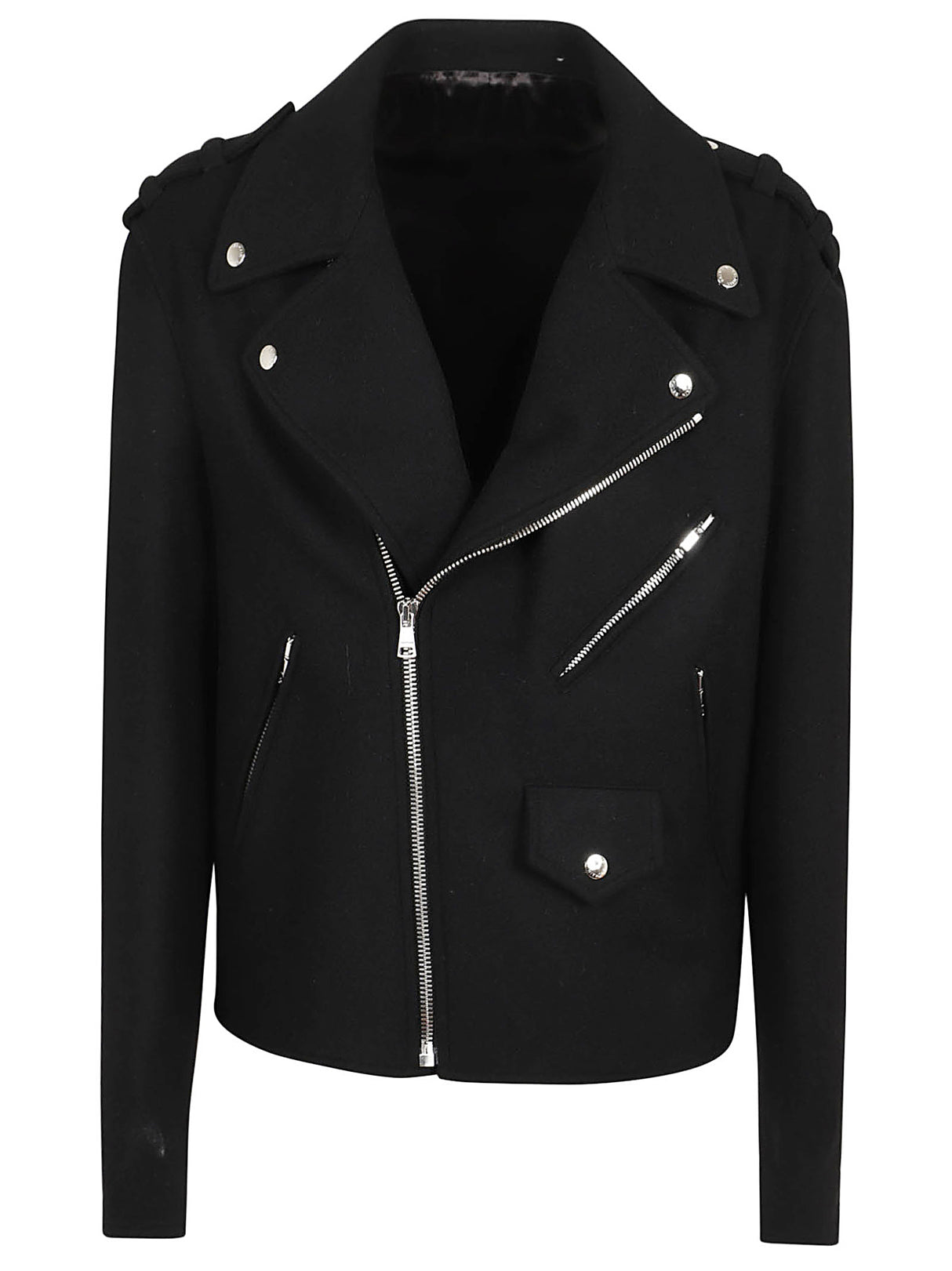 BALMAIN Wool Biker Jacket with Satin Lining