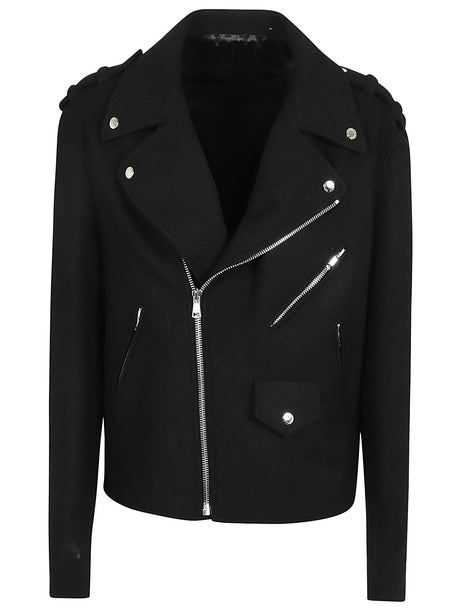 BALMAIN Wool Biker Jacket with Satin Lining