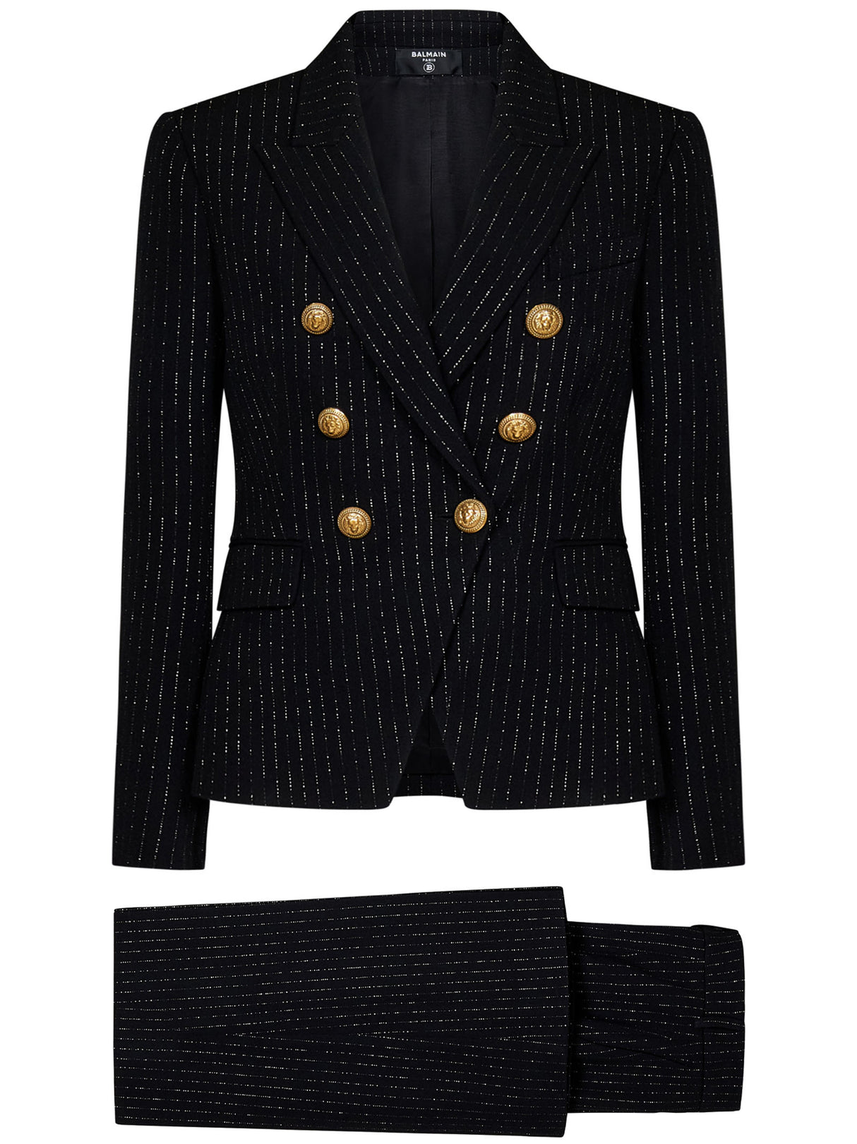 BALMAIN Double-Breasted Blazer & Flared Leg Trousers Mini Set