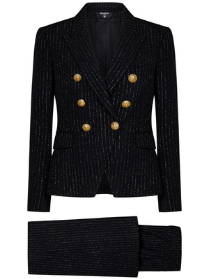 BALMAIN Double-Breasted Blazer & Flared Leg Trousers Mini Set