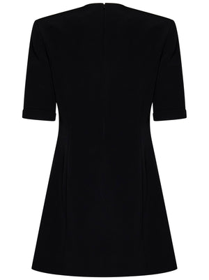 BALMAIN Elegant Mini Dress with Gold Buttons and Padded Shoulders