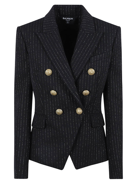 BALMAIN Double-Breasted Blazer & Flared Leg Trousers Mini Set