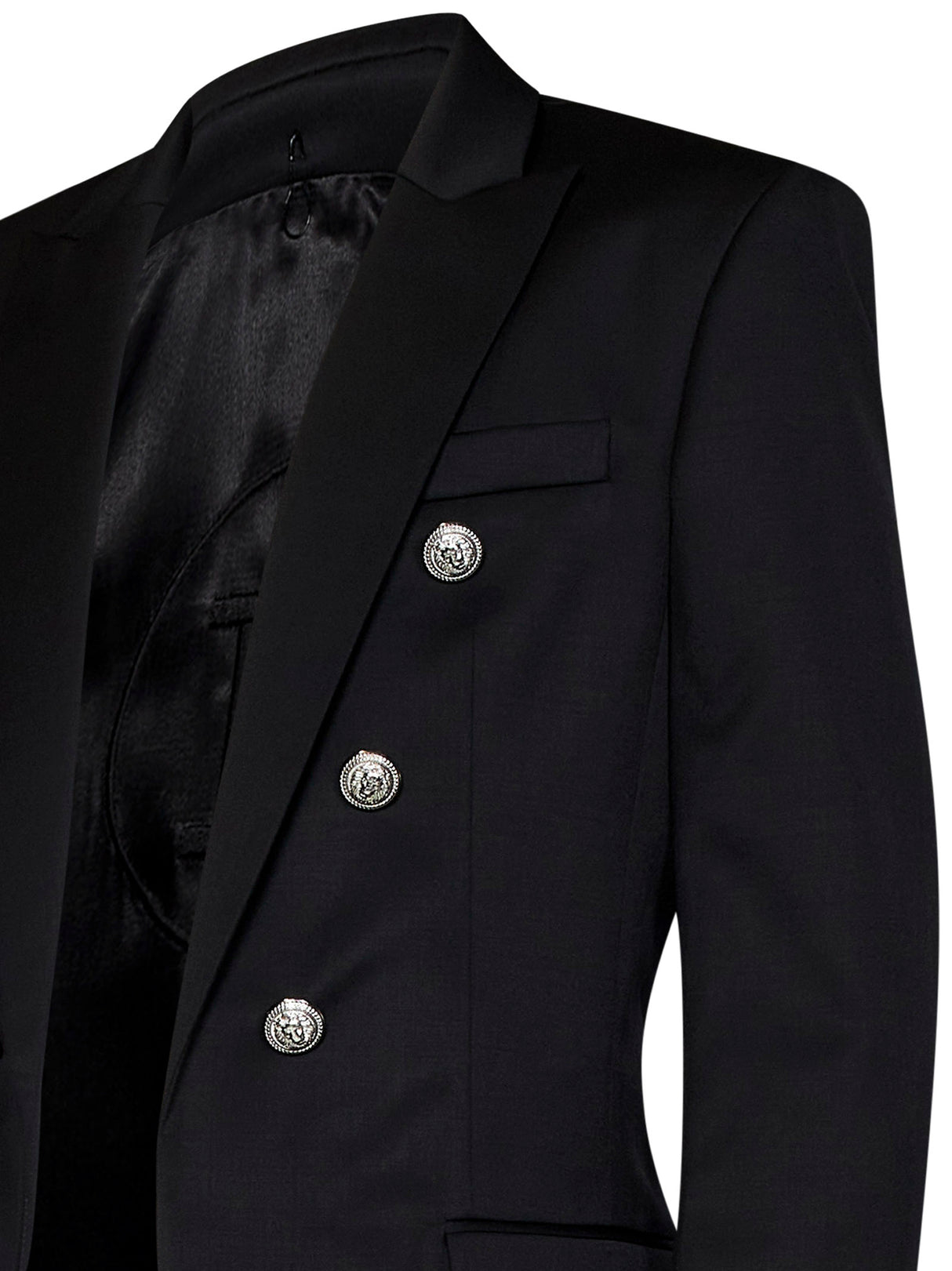 BALMAIN Exquisite Wool Blazer with Six-Button Design for Men