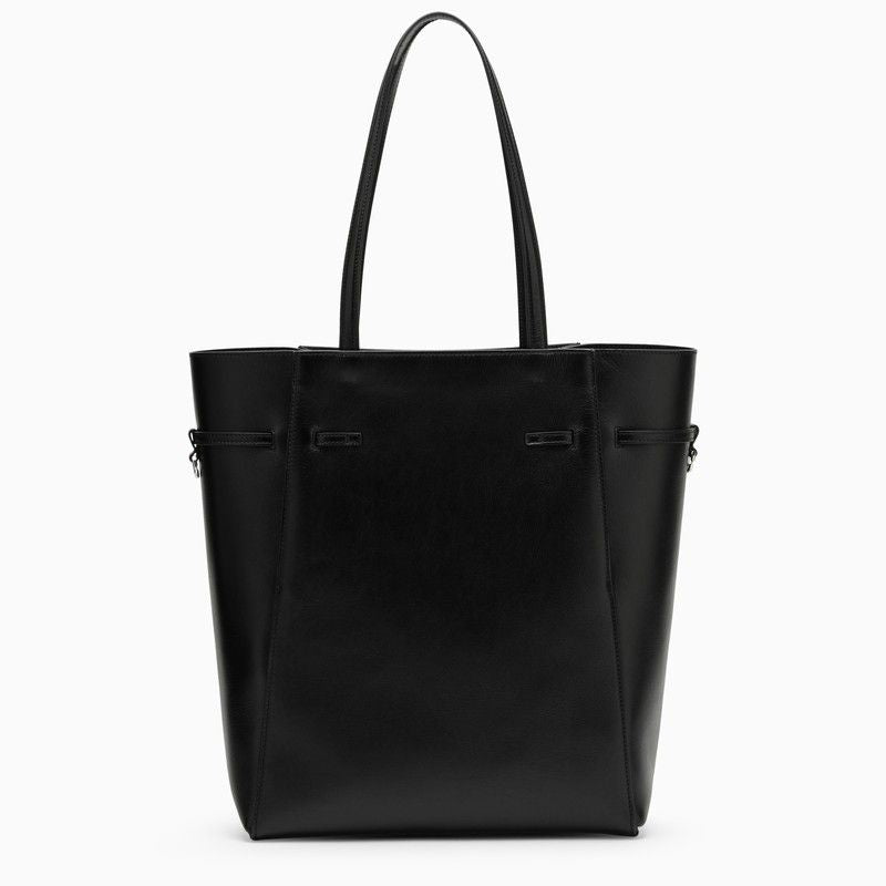 GIVENCHY 調節可能なストラップと金属アクセント付きブラックレザートートバッグ