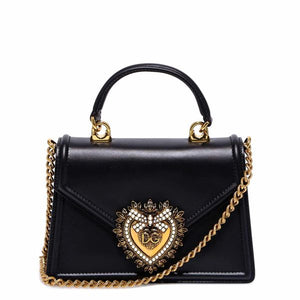 DOLCE & GABBANA Mini Leather Handbag with Pearl Embellishments