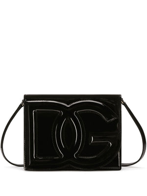 DOLCE & GABBANA Patented Leather Crossbody Handbag with Adjustable Strap