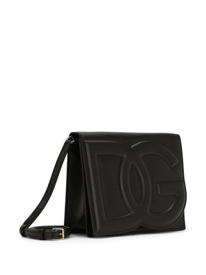 DOLCE & GABBANA Classic Black Leather Handbag with Logo