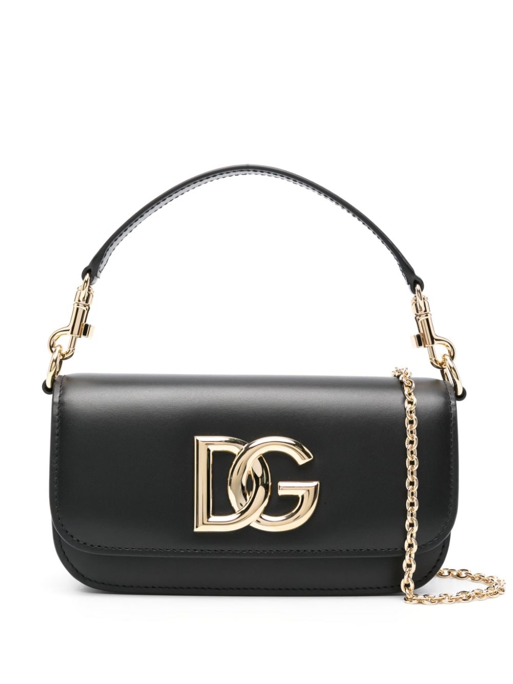 DOLCE & GABBANA Mini Crossbody Handbag with Gold-Tone Logo - 11x19x5cm