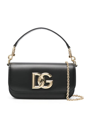 DOLCE & GABBANA Mini Crossbody Handbag with Gold-Tone Logo - 11x19x5cm