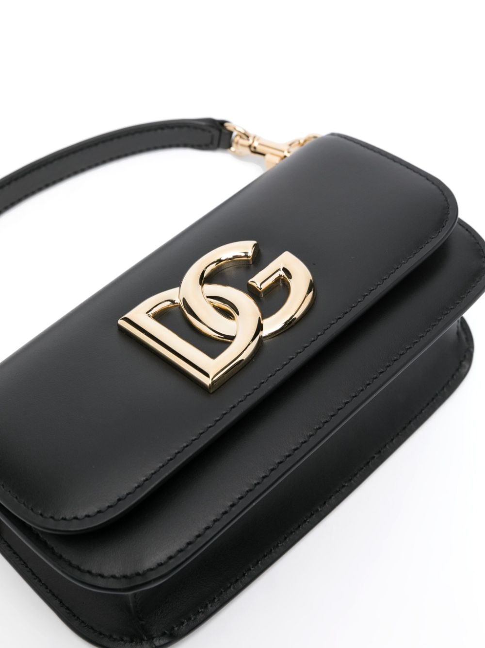 DOLCE & GABBANA Mini Crossbody Handbag with Gold-Tone Logo - 11x19x5cm