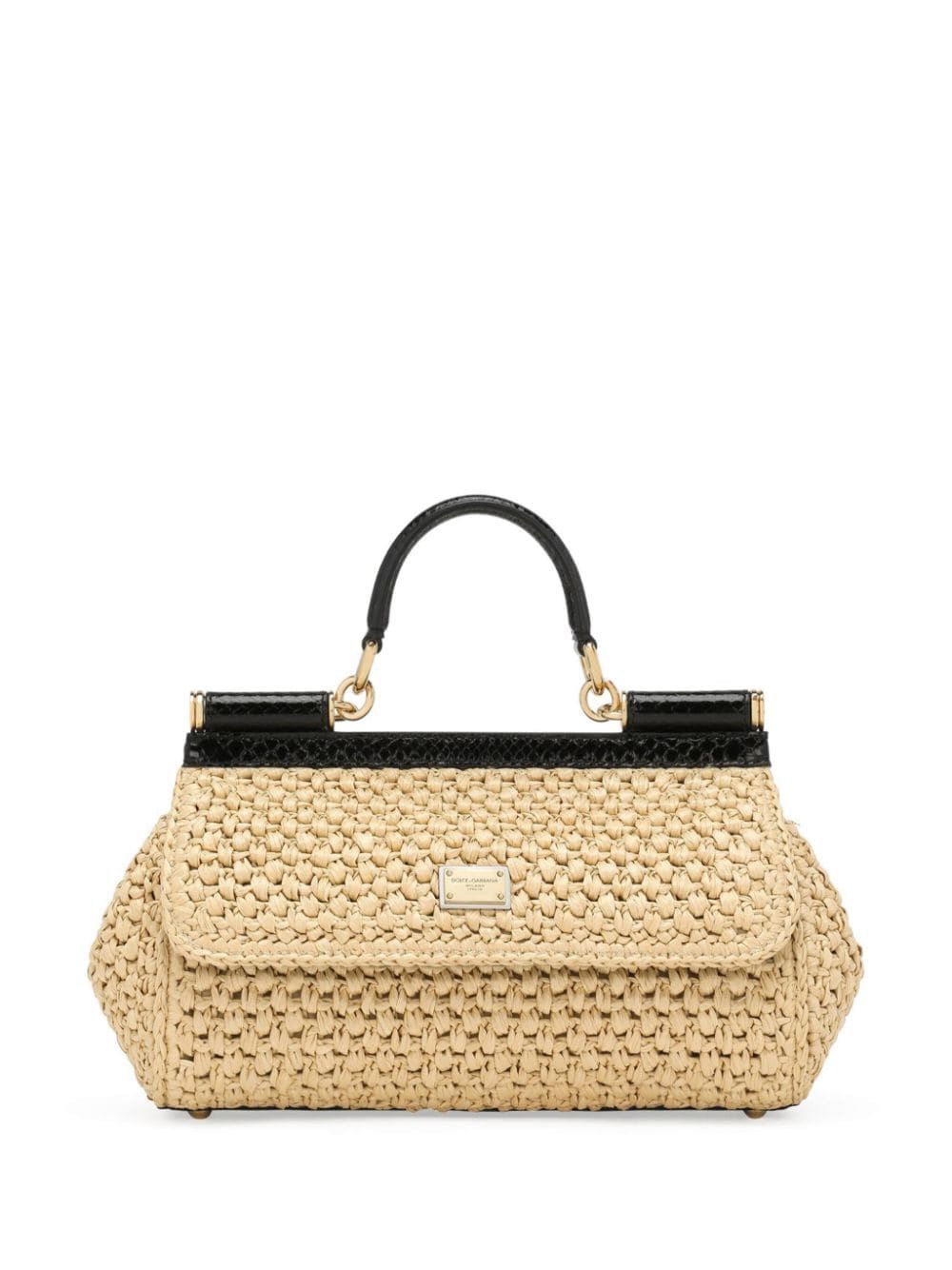 DOLCE & GABBANA Small Sicily Mini Handbag in NaturBlack Python