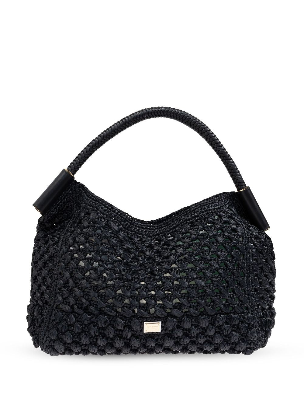 DOLCE & GABBANA Crochet Mini Handbag with Gold-Tone Accents