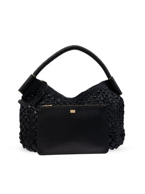 DOLCE & GABBANA Crochet Mini Handbag with Gold-Tone Accents