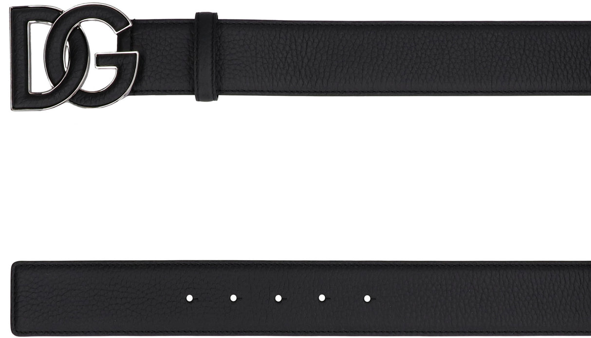 DOLCE & GABBANA 100% Leather Belt with Buckle - 4 cm Height