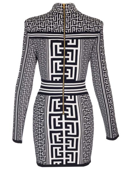 BALMAIN Monogram Knit Mini Dress